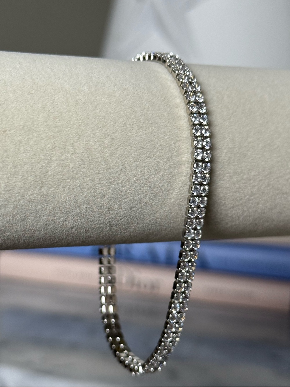 Goldoro 18k White GF (Layered) 7.5” Double Tennis Bracelet. Brand New! #389